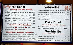Menu...  at Ginza Ramen and Poke in Selma
