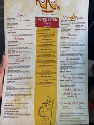 Menu 6/2025  at RuRu's Tacos + Tequila in Charleston