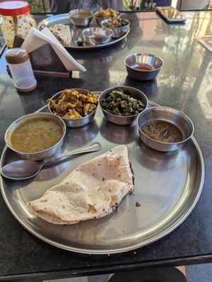 He gave us rice and more roti after this! at Neelam Restaurant in Udaipur