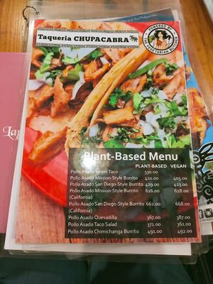 plant-based & vegan menu  at Taqueria CHUPACABRA in Quezon City
