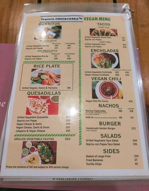 vegan menu  at Taqueria CHUPACABRA in Quezon City