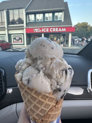Vegan cookie dough ice cream  at Moo's Place Homemade Ice Cream in Derry