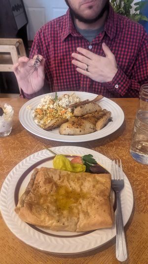 Spanikopita and tofu scramble at Voula's Greek Sweets in Rochester