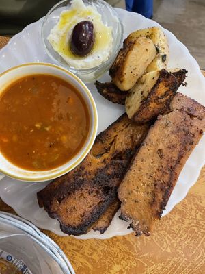 Seitan spread and soup combo plate 17  at Voula's Greek Sweets in Rochester