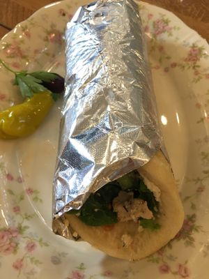 Vegan Souvlaki sandwich at Voula's Greek Sweets in Rochester
