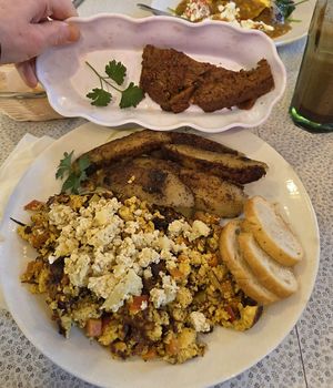 Tofu Scramble with a side of seitan at Voula's Greek Sweets in Rochester
