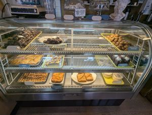 Pastry case at Voula's Greek Sweets in Rochester