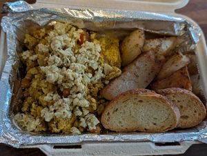 Scramble made vegan with vegan feta at Voula's Greek Sweets in Rochester