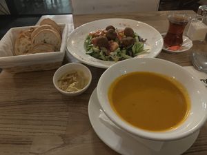 Falafel salat and vegetable soup   at Viya Kitap Kafe Yemek in Trabzon