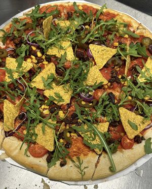 Vegan pizza: Taco Friyay without cheese  at Sandviken Camping in Austbygde