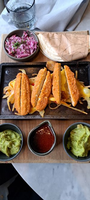 Plant based goujon fajitas at The Alchemist in Glasgow