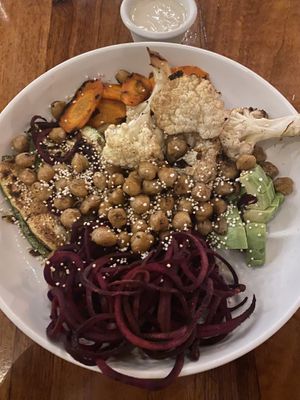 Veggie bowl, sooooo good at La Hoja Verde in Tulum