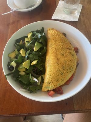 Vegan omelette made from chickpeas!  at La Hoja Verde in Tulum