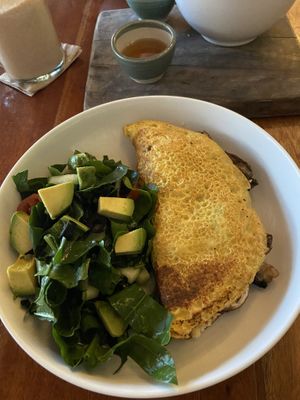 Vegan omelette  at La Hoja Verde in Tulum