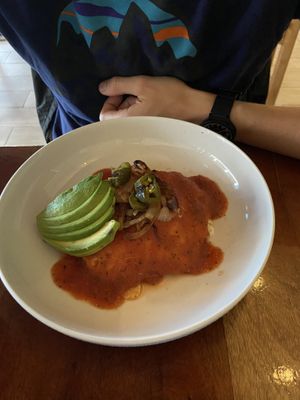 Huevos rancheros  at La Hoja Verde in Tulum