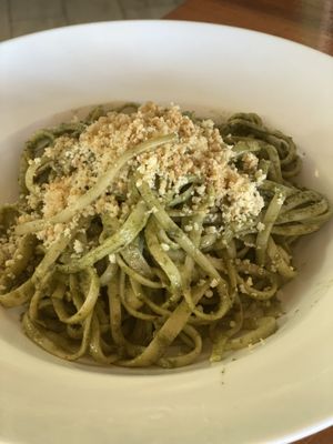 Pesto pasta  at La Hoja Verde in Tulum