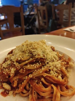 Lentil Bolognesa at La Hoja Verde in Tulum