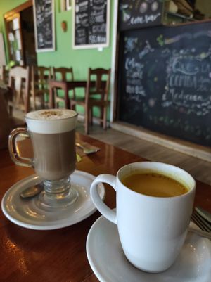 Capuccino and golden milk at La Hoja Verde in Tulum