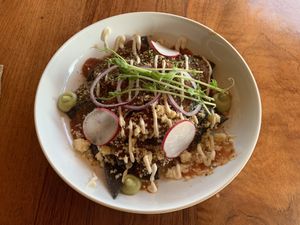 Chilaquiles   at La Hoja Verde in Tulum