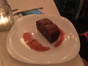 Banana Bread with raspberry compote  at La Hoja Verde in Tulum