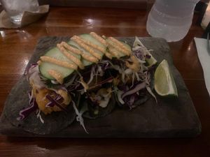 Tempura cauliflower tacos 🌮   at La Hoja Verde in Tulum