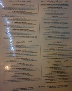 Menu January 2024 at La Hoja Verde in Tulum