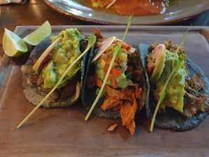 Trio of tacos MX$155 at La Hoja Verde in Tulum