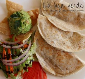Quesadillas at La Hoja Verde in Tulum