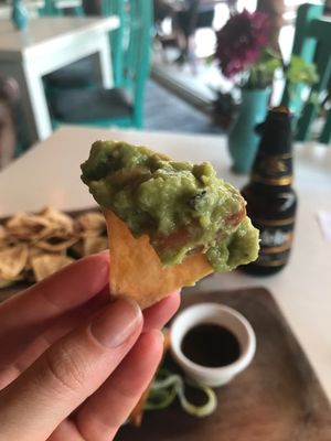 Nachos with guacamole  at La Hoja Verde in Tulum