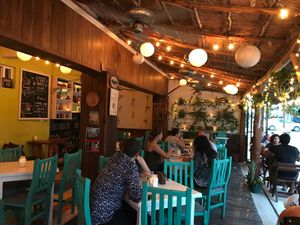 Outside seating  at La Hoja Verde in Tulum