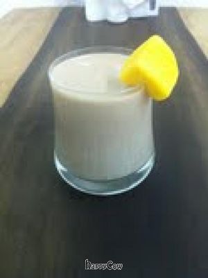 Strawberry soya milk shake... mmmmmm delicious! at La Hoja Verde in Tulum