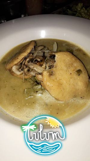 Gorditas de mushrooms  at La Hoja Verde in Tulum