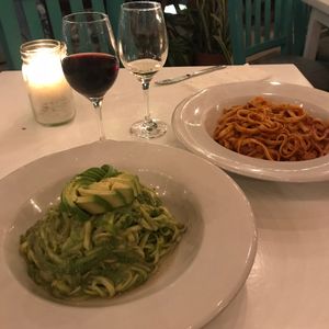 Pasta at La Hoja Verde in Tulum