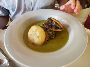 Mushroom & salsa verde at La Hoja Verde in Tulum