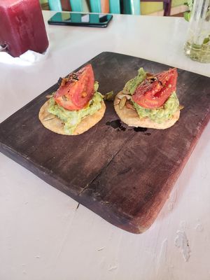 Veggie gorditas at La Hoja Verde in Tulum