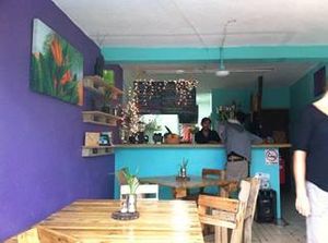 Recycled crates for furniture at La Hoja Verde in Tulum