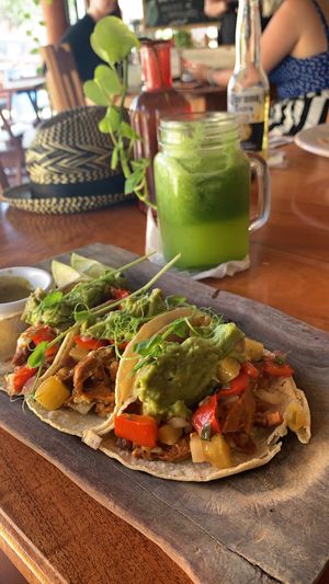 Vegan tacos  at La Hoja Verde in Tulum