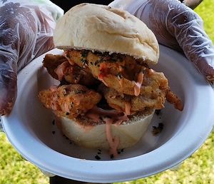Fried Oyster Mushroom Sandwich  at The Creole Vegan - Pop-up in Denver