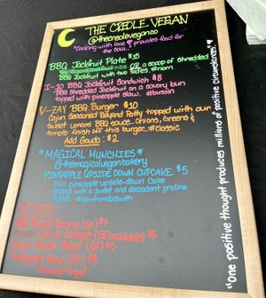 Menu for an event  at The Creole Vegan - Pop-up in Denver