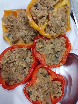 Peperoni ripieni veg at Agriturismo Bianconiglio in Zone