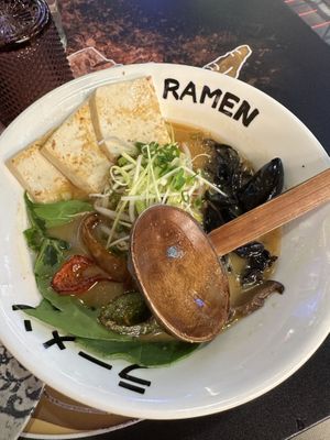 Vegan tofu ramen. Veru good taste. I loved it  at Takimi Ramen Murcia in Murcia