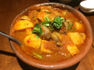 Juckima and mushrooms in clay pot. (vegan) at Hum Vegetarian - District 3 in Ho Chi Minh City