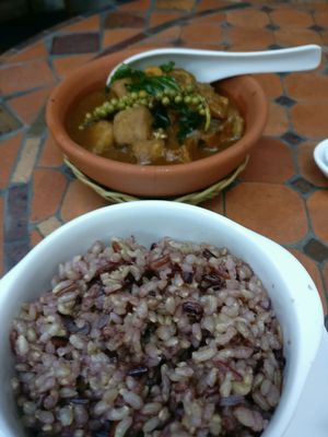 Taro with lemongrass and a side of brown rice at Hum Vegetarian - District 3 in Ho Chi Minh City