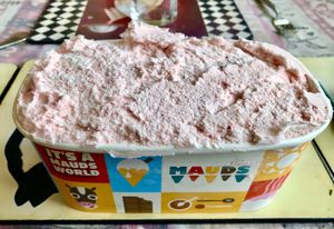 Extra large tub of strawberry   at Mauds   in Bangor