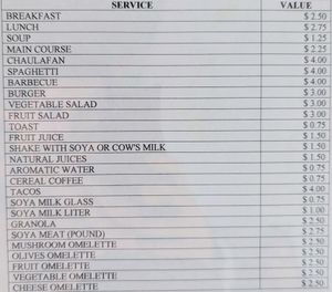 Menu, March 2023 at Restaurante Vegetariano Zuvar in Puyo