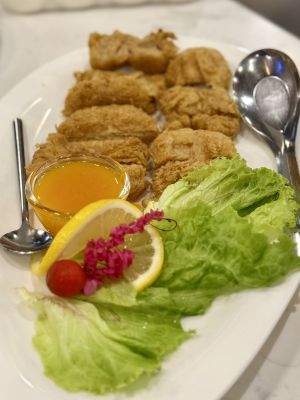 Fried “chicken” with orange saucee  at The Y'did in Ubon Ratchathani