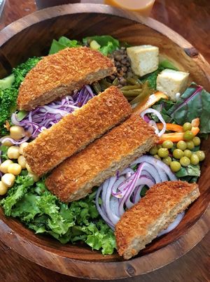 Donkatsu poke bowl at Vegan Kitchen - 비건 키친 in Seoul