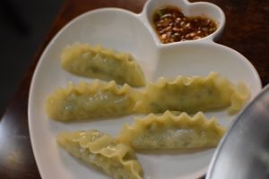Meat dumplings at Vegan Kitchen - 비건 키친 in Seoul