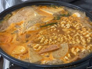 Budae Jjigae, the army soup😄  at Vegan Kitchen - 비건 키친 in Seoul