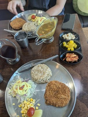 Pork cutlets and rice at Vegan Kitchen - 비건 키친 in Seoul